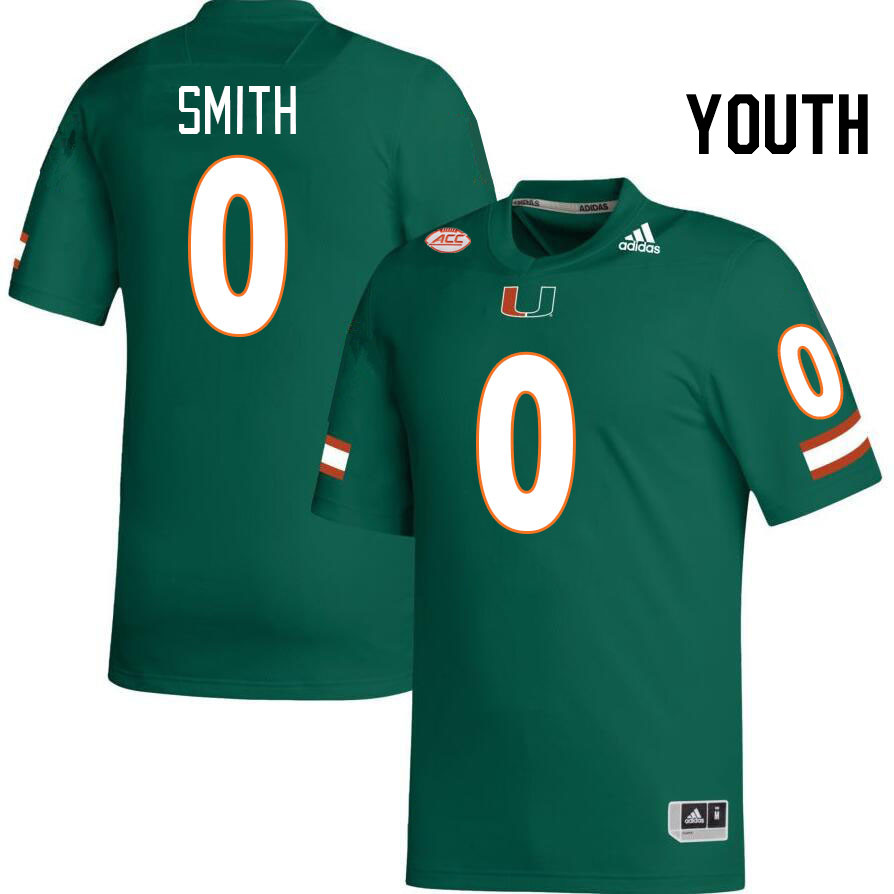 Youth #0 Brashard Smith Miami Hurricanes College Football Jerseys Stitched-Green
